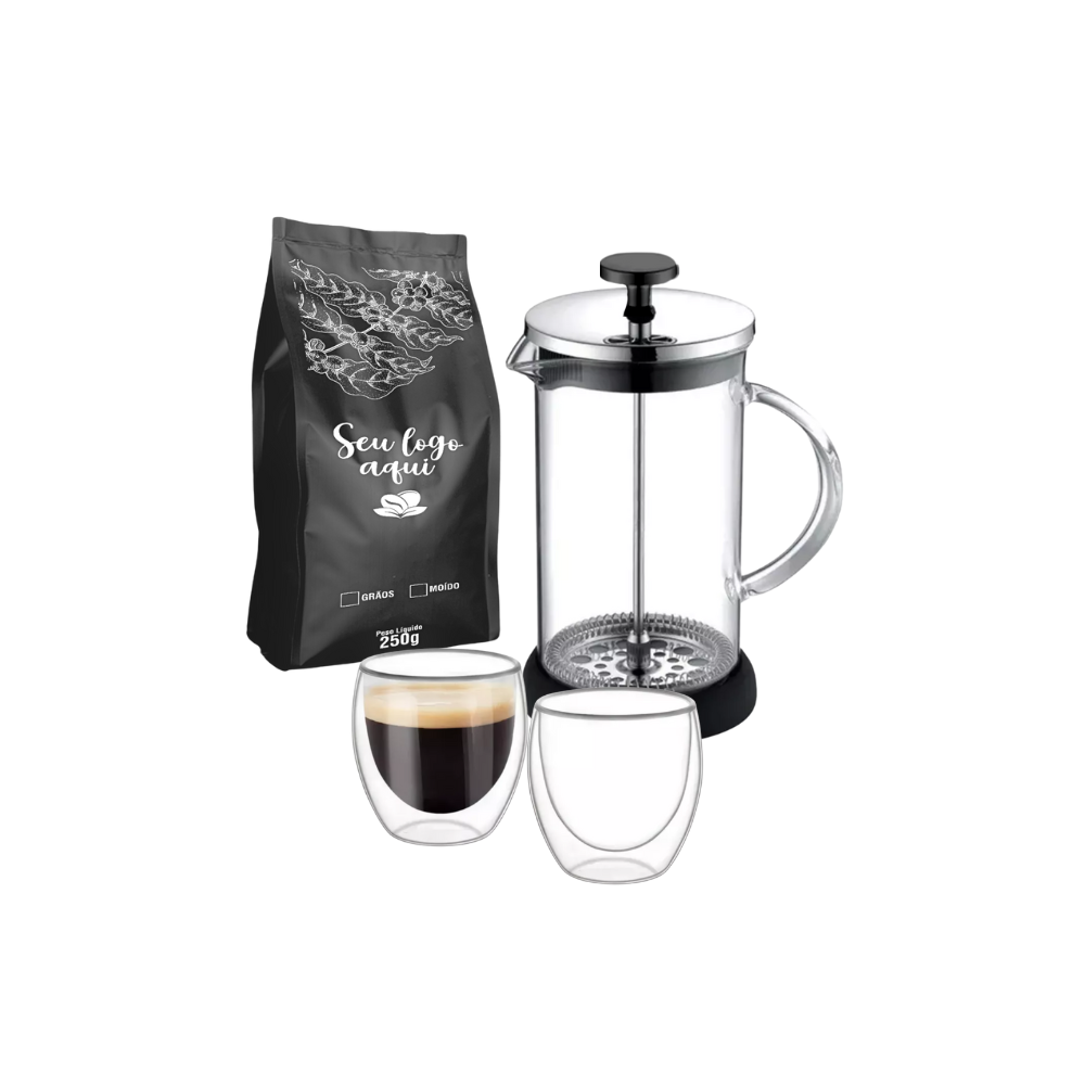 Miniatura de imagem do produto Kit Café Prensa Francesa de Vidro 350ml 4 peças