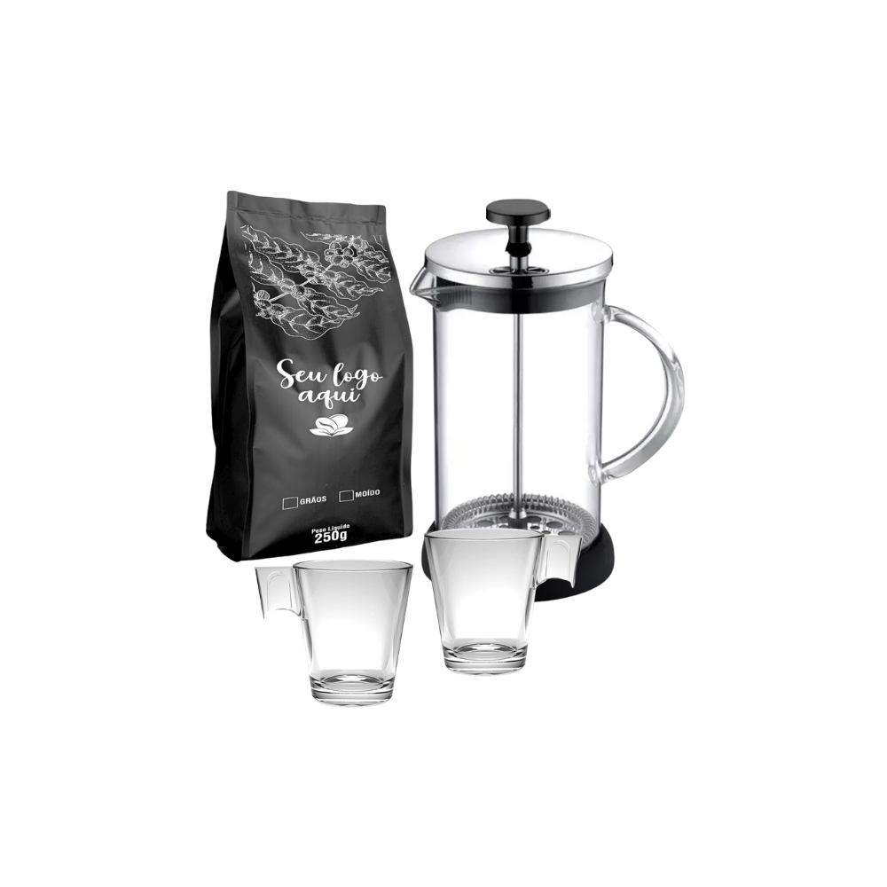 Miniatura de imagem do produto Kit Café Prensa Francesa de Vidro 350ml 4 peças