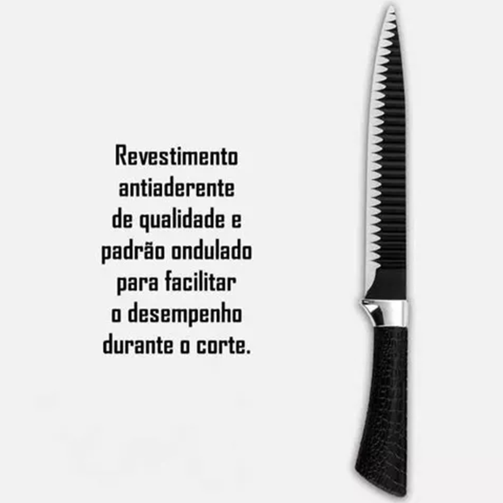 Miniatura de imagem do produto Conjunto de Facas de Revestimento Antiaderente C/ 6 peças de Aço Inoxidável