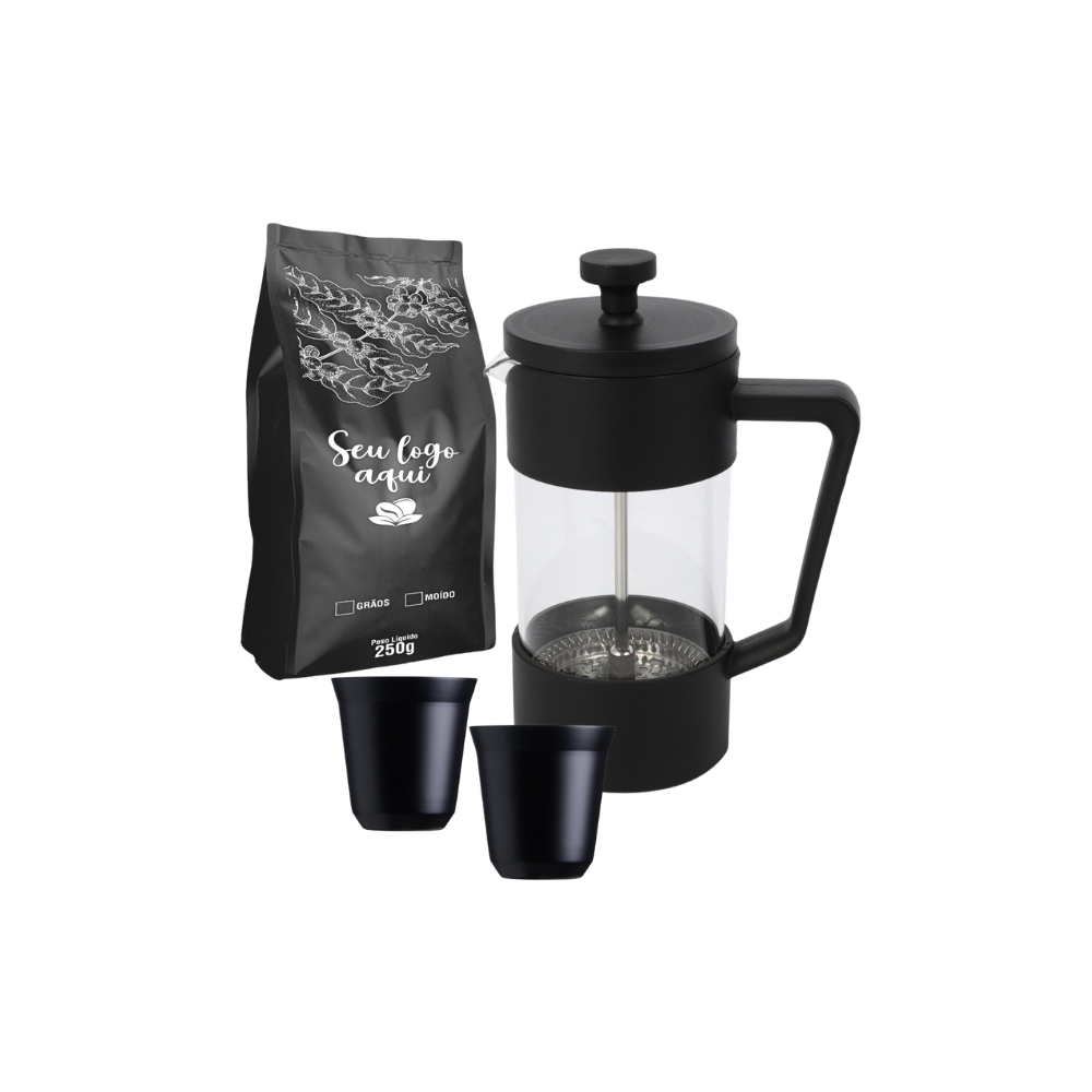 Miniatura de imagem do produto Kit Café Prensa Francesa de Vidro e Plástico 350ml 4 peças