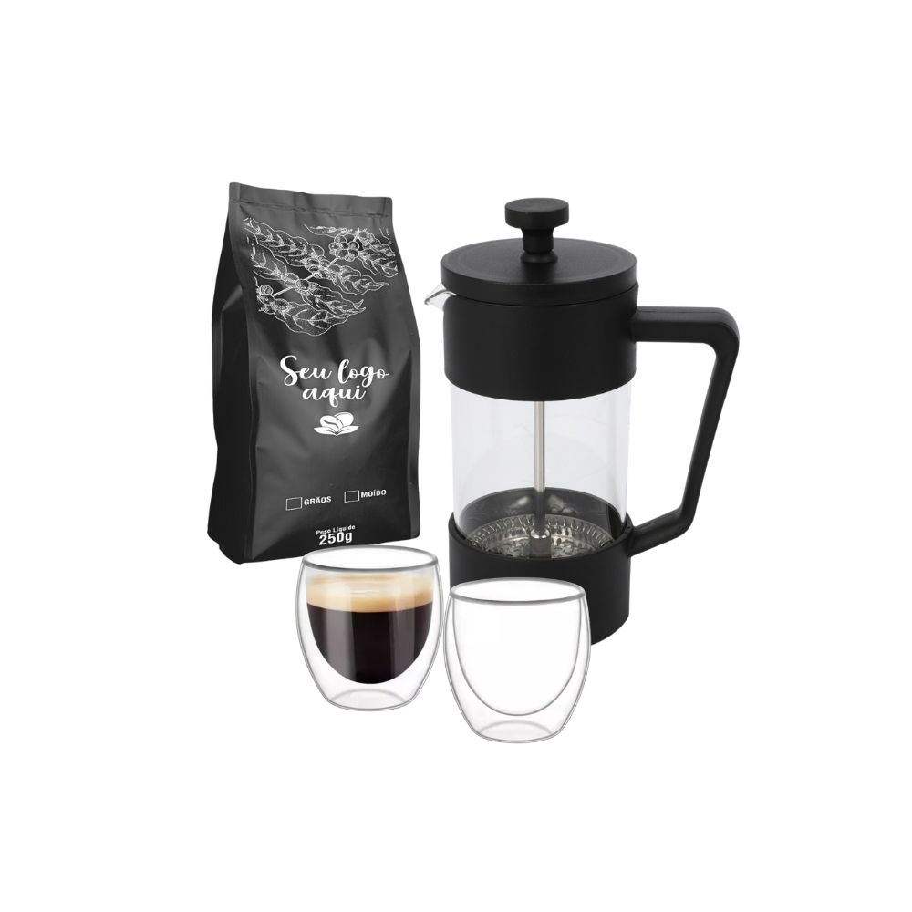 Miniatura de imagem do produto Kit Café Prensa Francesa de Vidro e Plástico 350ml 4 peças