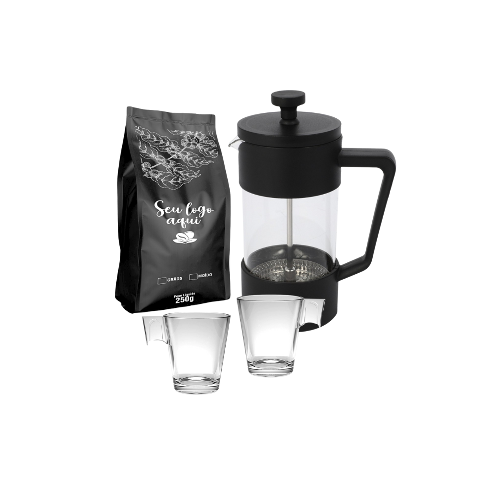Miniatura de imagem do produto Kit Café Prensa Francesa de Vidro e Plástico 350ml 4 peças