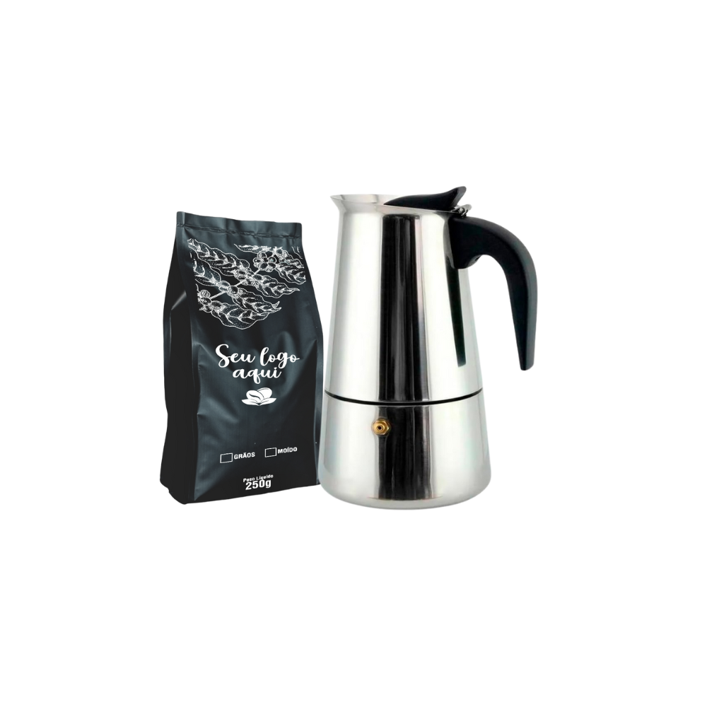 Miniatura de imagem do produto Kit Café Cafeteira Italiana de Inox 200ml 2 peças