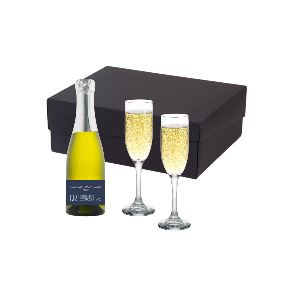 Kit Mini Champagne 187ml e 2 Taças de Vidro
