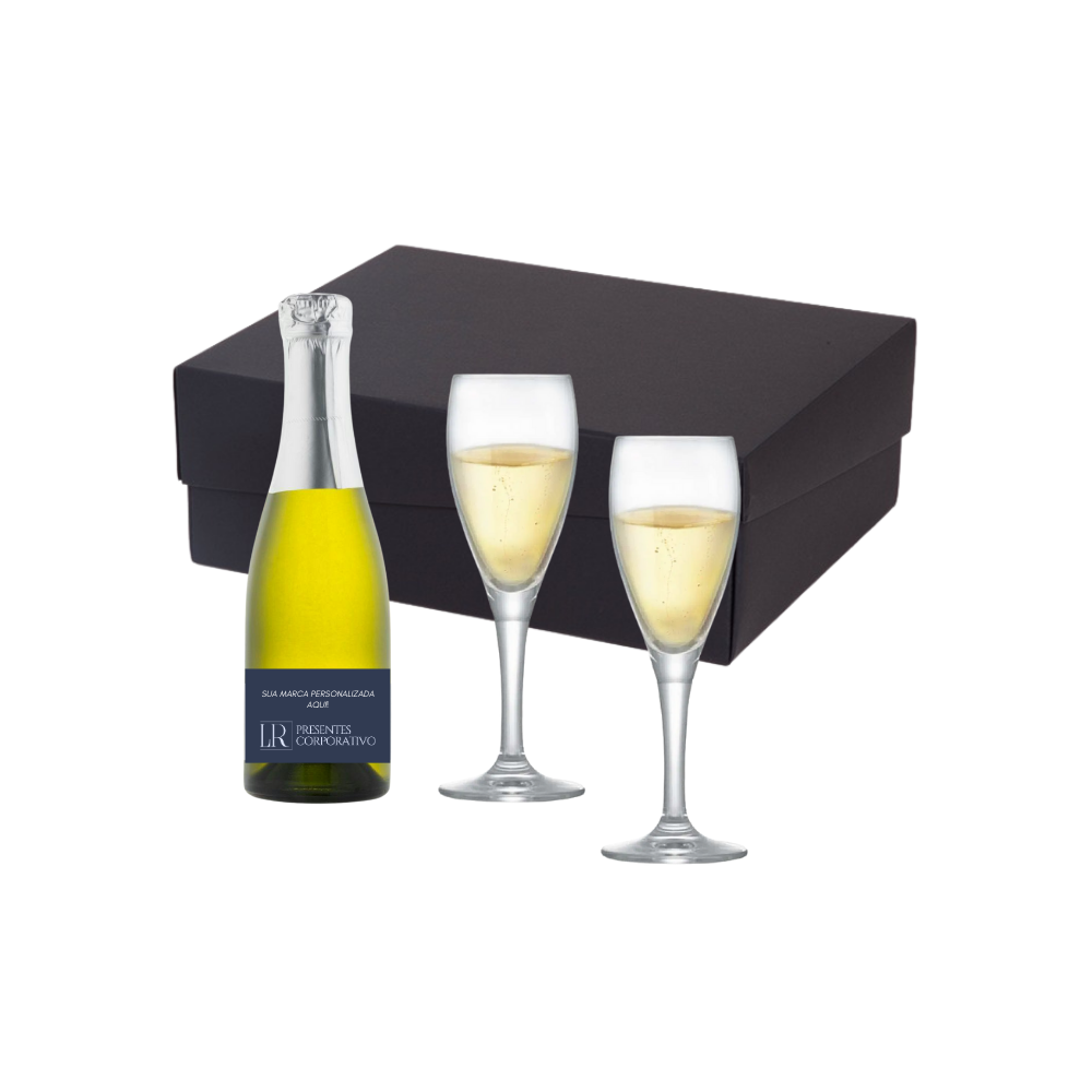 Kit Mini Champagne 187ml e 2 Taças de Cristal